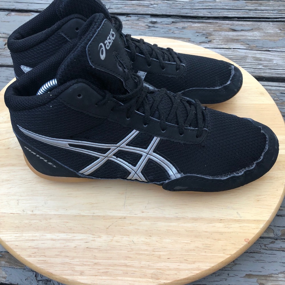 Asics Matflex 5 GS Wrestling Shoes Youth 5 US Kid Black Silver C545N Mid Top Gum - Picture 10 of 13